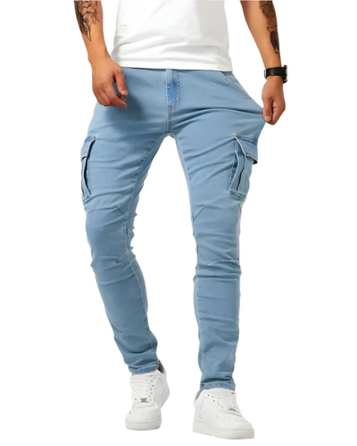 Pantalones Cargo Stretch Marino