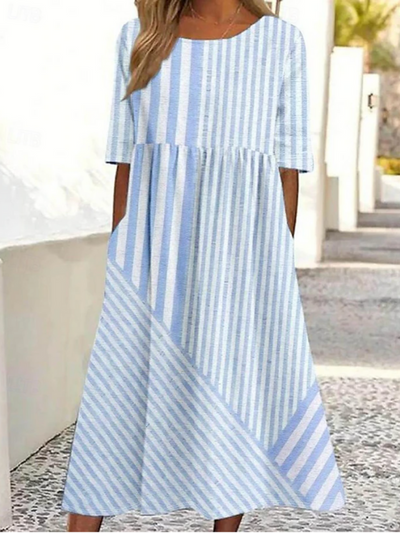 Lunara™ | Vestido de Algodón Rayado Confortable