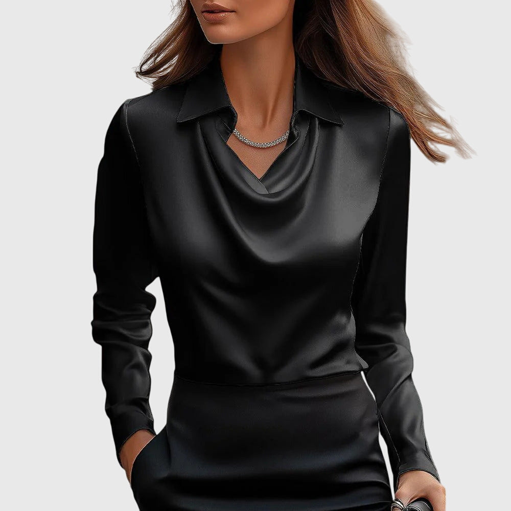 Sylvie | Blusa con brillo lujoso y cuello plisado