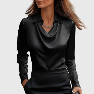 Sylvie | Blusa con brillo lujoso y cuello plisado