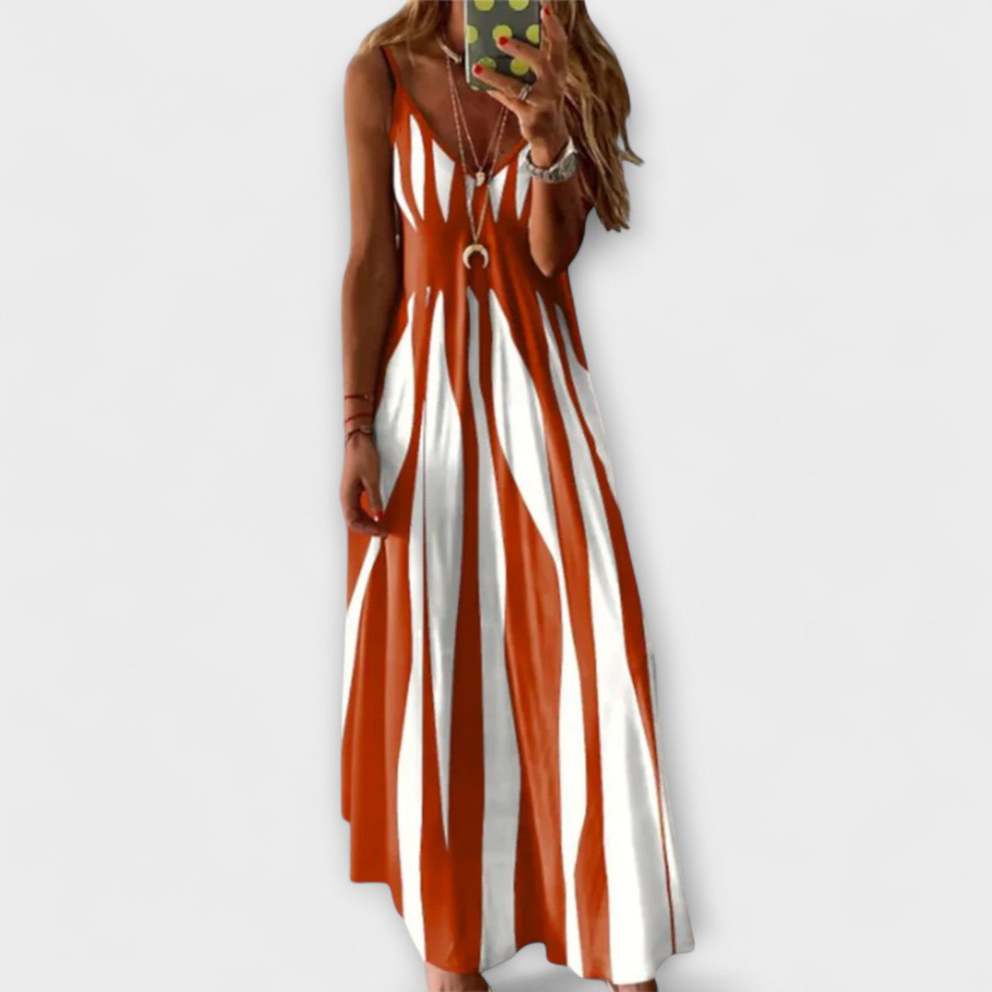 Paola – Vestido Maxí Sin Mangas a Rayas
