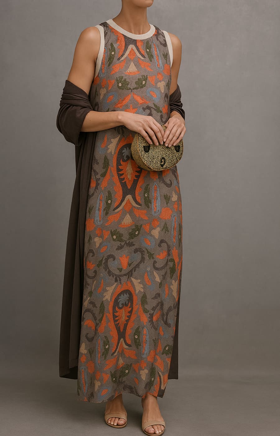 Raffaella – Vestido Largo Elegante con Chal