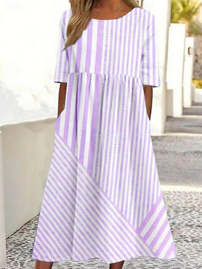 Lunara™ | Vestido de Algodón Rayado Confortable