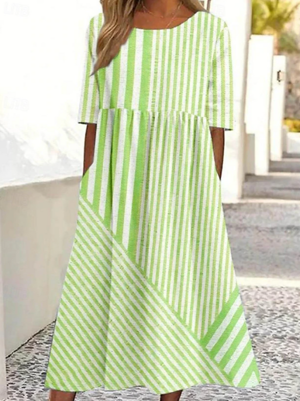 Lunara™ | Vestido de Algodón Rayado Confortable
