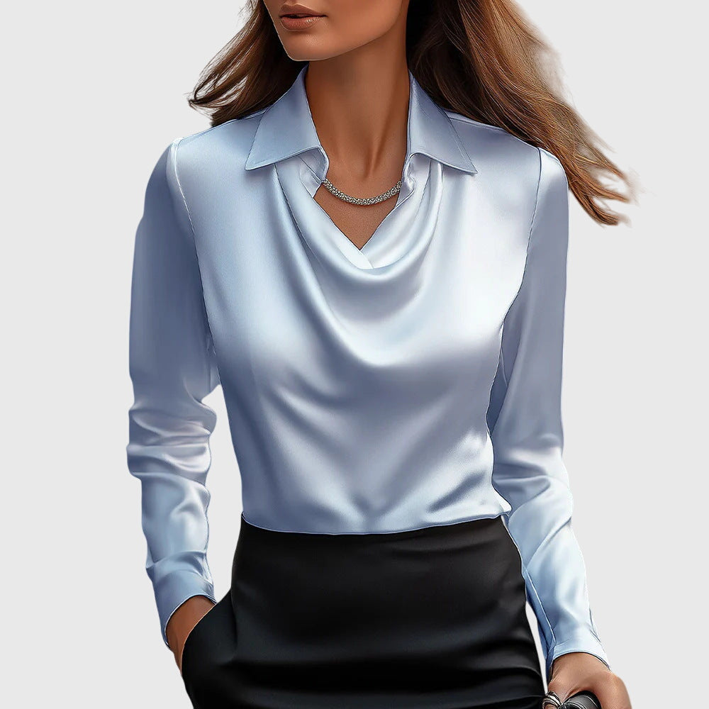 Sylvie | Blusa con brillo lujoso y cuello plisado