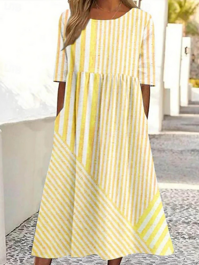 Lunara™ | Vestido de Algodón Rayado Confortable
