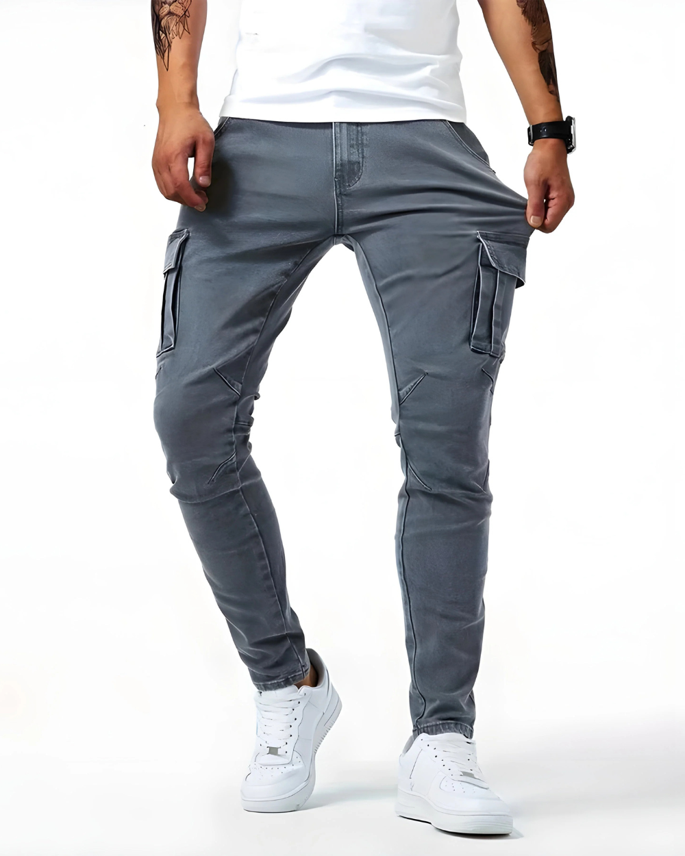Pantalones Cargo Stretch Marino