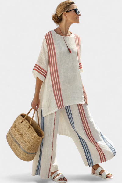 Maria| Conjunto ligero de dos piezas con rayas y corte oversized