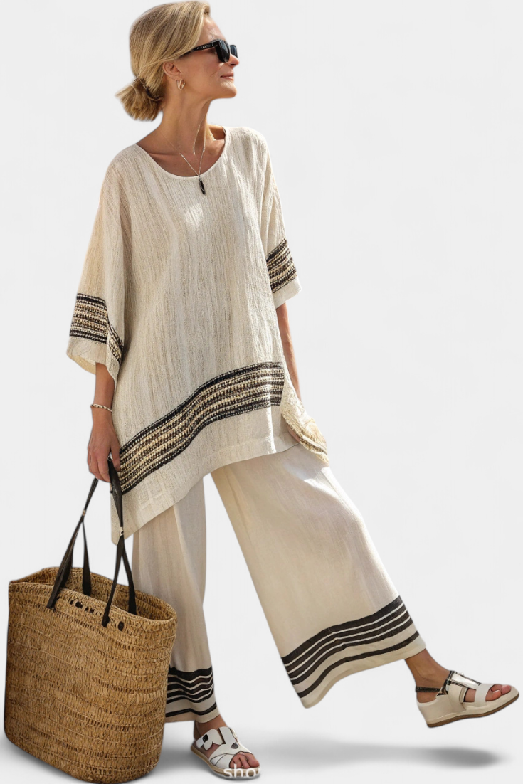 Maria| Conjunto ligero de dos piezas con rayas y corte oversized