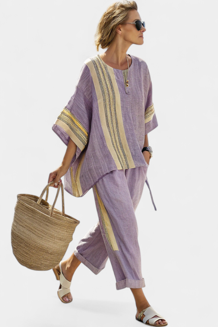 Maria| Conjunto ligero de dos piezas con rayas y corte oversized