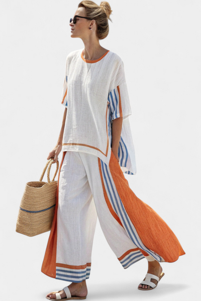 Maria| Conjunto ligero de dos piezas con rayas y corte oversized