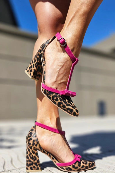 Beauu™ | Sandalias con estampado de leopardo verde y detalles coloridos