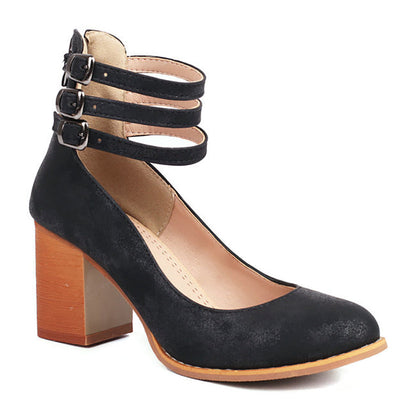 Caa™ | Sandalias elegantes de diseño liso con cinturilla al tobillo y tacón grueso para un estilo sofisticado