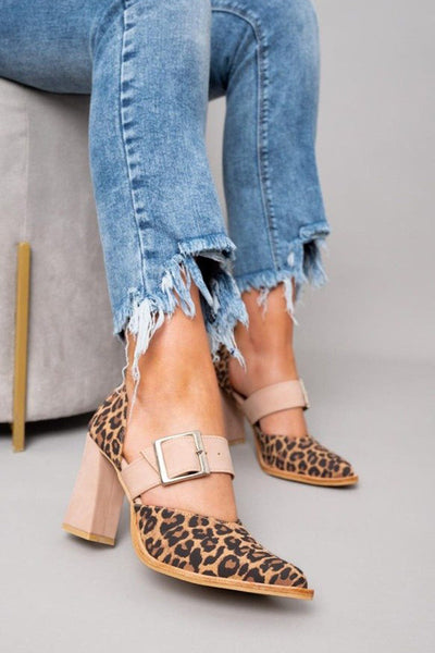Avano™ | Sandalias de ante leopardo con tacón estable