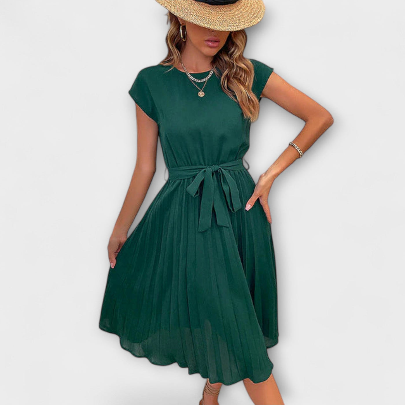 Rosita – Vestido plisado de manga corta
