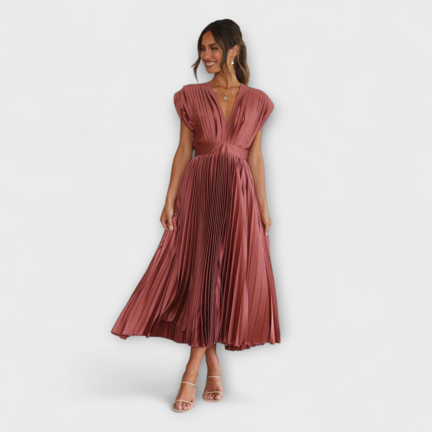 Florida – Vestido plisado con escote en V